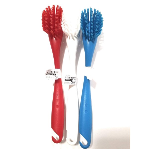 IKEA ANTAGEN Dishwashing Cleaning Brush (Set of 3 - Red, White, Blue)