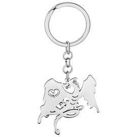 LONYOO Welsh Dragon Keyring Stainless Steel Fantasy Dragon Dinosaur Gifts for Women Girls Car Key Charms, Silver plated 020