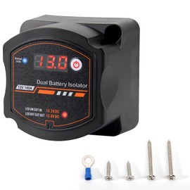 Dual Battery Isolator 12V 140 Amp with Voltage Display Auto & Manual Mode Voltage Sensitive Relay (VSR) Auto Charger Truck Smart Battery Isolator for ATV UTV Truck Marine RV