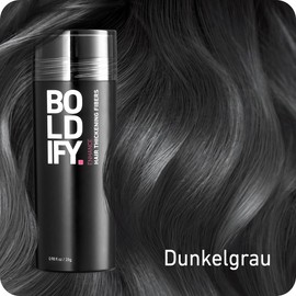 BOLDIFY Hair fibres (dark grey) hair thickening fibres completely conceal hair loss in 15 seconds, 100% undetectable hair powder for men and women, giant 28 ml bottle of hair volume powder