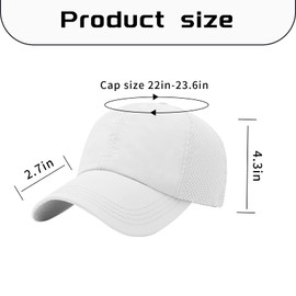 Feelorna Ponytail Baseball Cap, Women's Summer, Mesh Baseball Cap with Ponytail Hole, Adjustable, Breathable Sports Cap, Hat for Outdoor Sports, Travel, black