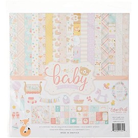 ECHO PARK PAPER COMPANY Echo Park Collection Kit de 12 x 12 pulgadas, Hello Baby Girl, rosa, verde azulado, amarillo, morado, naranja, 12 unidades