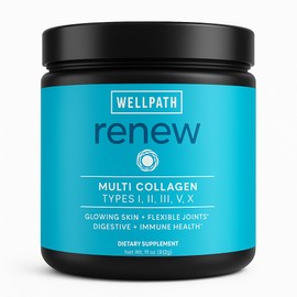 WellPath Multi Collagen Peptides Powder for Women | Renew Multi Collagen Protein for Hair, Nails, Skin | Hydrolyzed Bovine, Marine, & Chicken Sources | Types I, II, III, V, X | 11 oz | 40 Servings