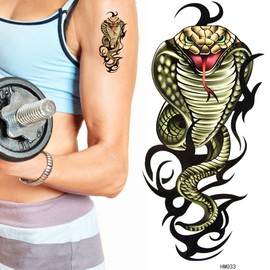 King Horse Cool waterproof tattoo sticker green cobra