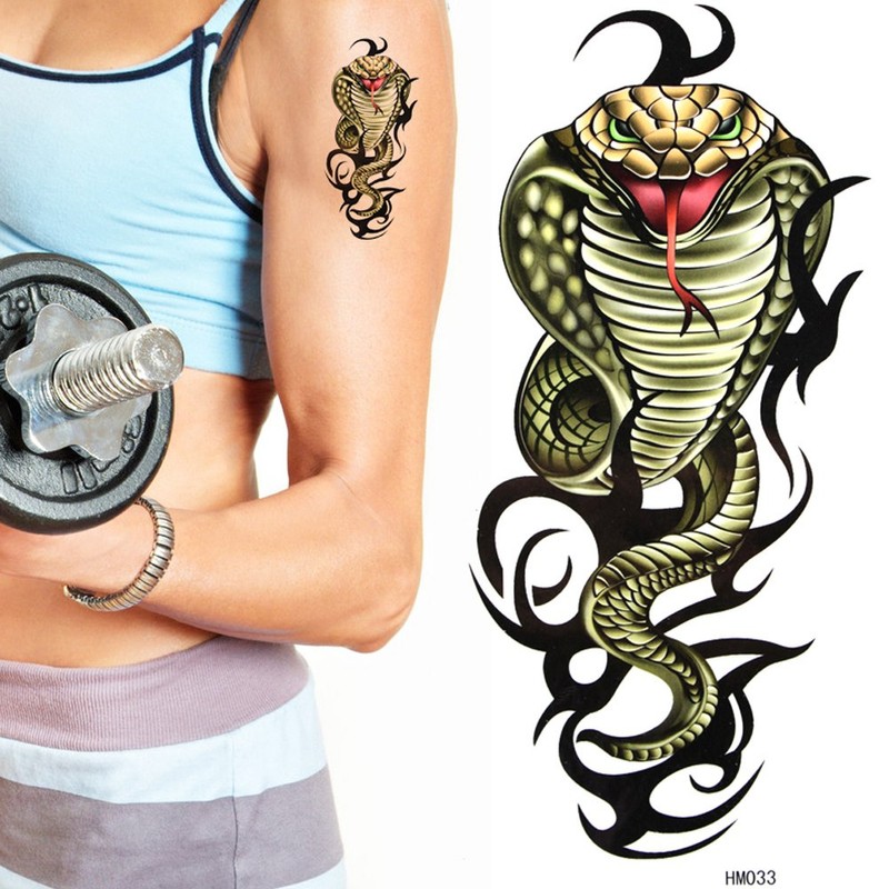 King Horse Cool waterproof tattoo sticker green cobra