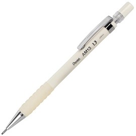 Pentel Sharp - Lápiz mecánico de 1.3 mm, (1.3 mm), línea extra gruesa, incluye cable de recarga, lápiz de escritura/oficina/toma de pruebas, barril blanco pastel (AM13LBPW)