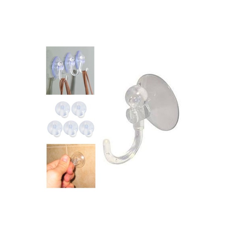 Star Pack Set of 4 Clear Suction Hooks 35mm Ceramic