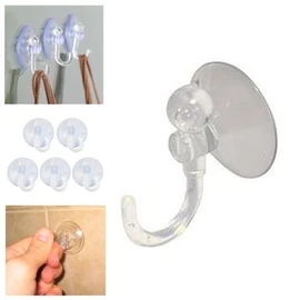 Star Pack Set of 4 Clear Suction Hooks 35mm Ceramic Metal etc