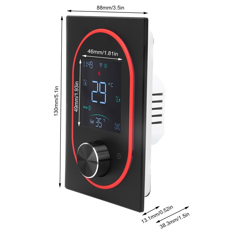 Smart Color Thermostat LCD Programmable Knob Control Touchscreen Water Heating