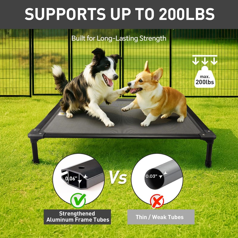 Sytopia 42'' Outdoor Elevated Dog Bed for Large Dogs, Chew-Proof