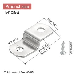 uxcell 20 Pcs 1/4" Offset Canvas Clips, Picture Framing Mirror Clips Z Shape Canvas Painting Mounting Clips with 2 Mounting Hole with Screws, Silver
