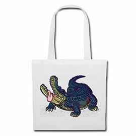 Reifen-Markt Shoulder Bag Large Crocodile Alligator Alligator Crocodile Reptile Shopping Bag School Bag Gym Bag in White