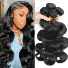 Human Hair Body Wave 4 Bundles 16 18 20 22 Inch 12A 100% Unprocessed Myanmar Soft and Full Double Welf Quick Wave Natural Color Human Hair Extensions for Women