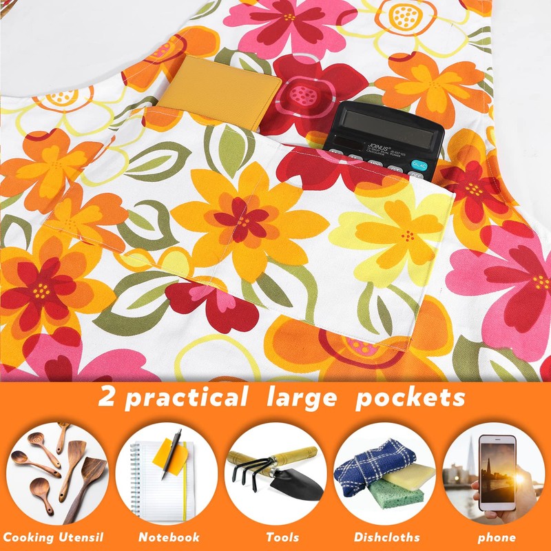 SANFERGE Ladies Plus Size Canvas Apron with 2 Pockets 39