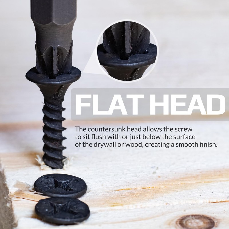 3.5 x 55 mm Black Drywall Screws, Self-Tapping, Phillips Countersunk