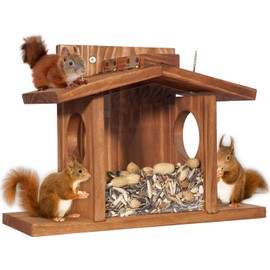 Squirrel Feeder,Squirrel Feeder Just for Squirrels,Wooden Squirrel Feeders for Outdoor Winter Garden Outside Backyard, Waterproof Durable Squirrel Feeder Just for Squirrels