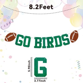 Go Birds Banner - Fly Eagles Fly Banner, Eagles Football Game Day Decor, Fly Eagles Fly Party Decorations Green