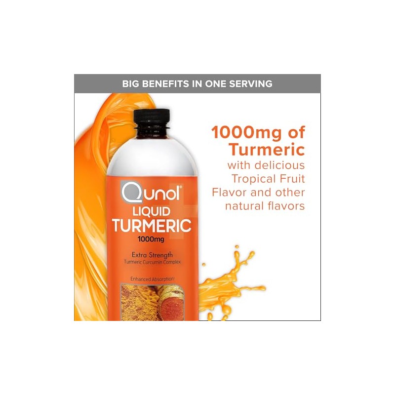 Liquid Turmeric Curcumin, Qunol with Bioperine 1000mg, Joint Support, Dietary