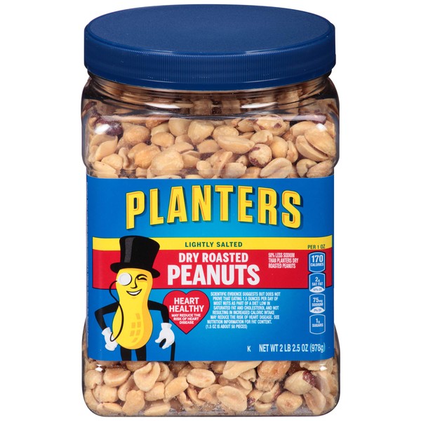 Planters Dry Roasted Peanuts, Lightly Salted, 2.15 Pound (Pack of 6)