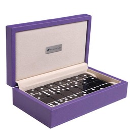 Silverman & Co. Double 6 Large Black Domino Set - Purple Case