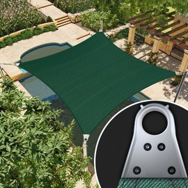 Amgo 8' x 8' Green Rectangle/Square Super Ring Sun Shade Sail Order to Make UPF50+ AGSRR Canopy Awning Shades for Patio, 98% UV Blockage, Commercial Standard Heavy Duty - 260 GSM (We Customize)