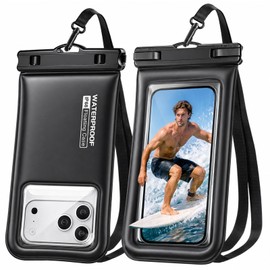 PEDVSTY Floating Waterproof Phone Pouch 2 Pack - Up to 7.0", Black