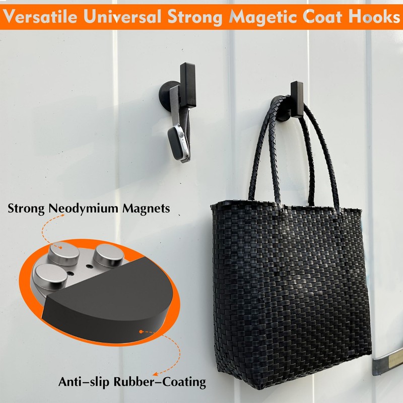 ULIBERMAGNET Coat Hooks for Hanging,2PCS Magnetic Mount Coat Hanger Hooks,Anti-Slip