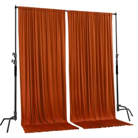 AK TRADING CO. 10 feet x 8 feet IFR Polyester Backdrop Drapes Curtains Panels with Rod Pockets - Wedding Ceremony Party Home Window Decorations - Rust