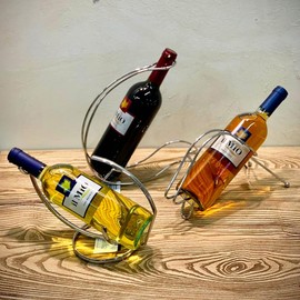 Avilia Portabottiglia per Vino e Liquore - Sostegno Organizer per Bar, Facile da Pulire, Perfetto come Idea Regalo, 10x26x19cm, in Metallo Cromato, Argento