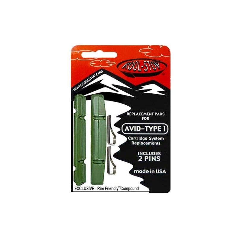 Kool Stop Bicycle Brake Rubber V-Brake/AVID1 R2 Green, Ceramic Rims