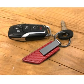 iPick Image for Dodge SRT Hellcat Red Leather Carbon Fiber Texture Strap Gunmetal Metal Bar Printed Logo Key Chain