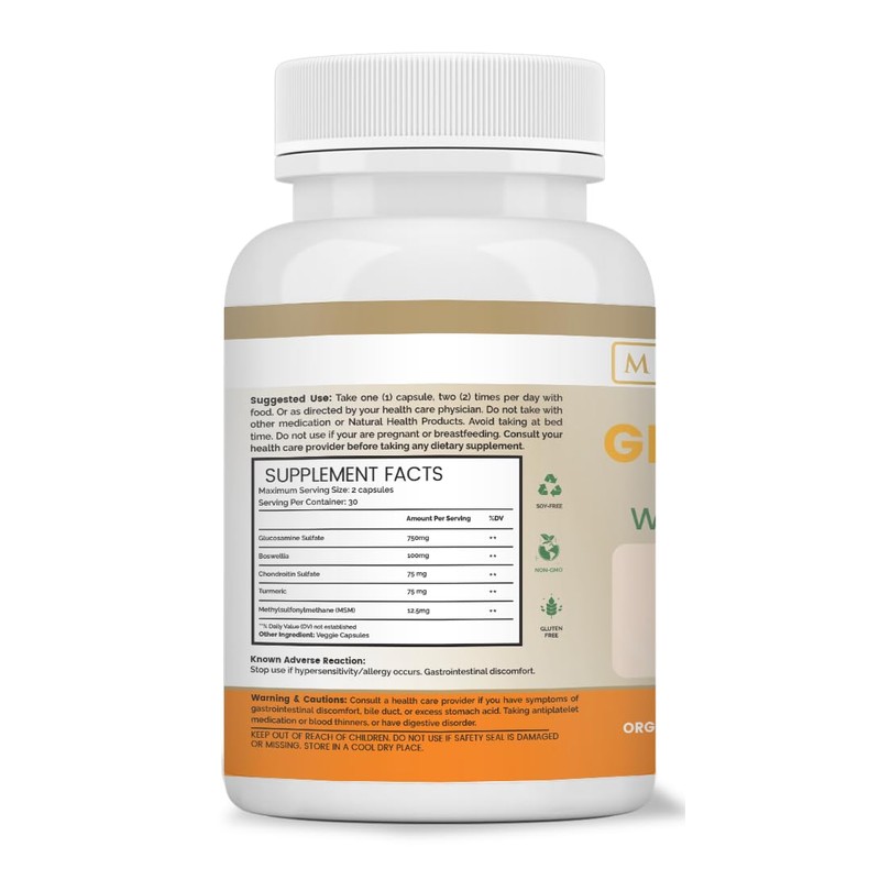 Glucosamine Chondroitin with Turmeric & MSM for Healthy Joints, 60