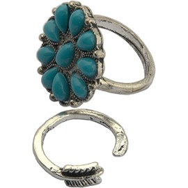Rings, Southwestern Set of Two Faux Turquoiseand Silver Colored Rings+GIFT BAG