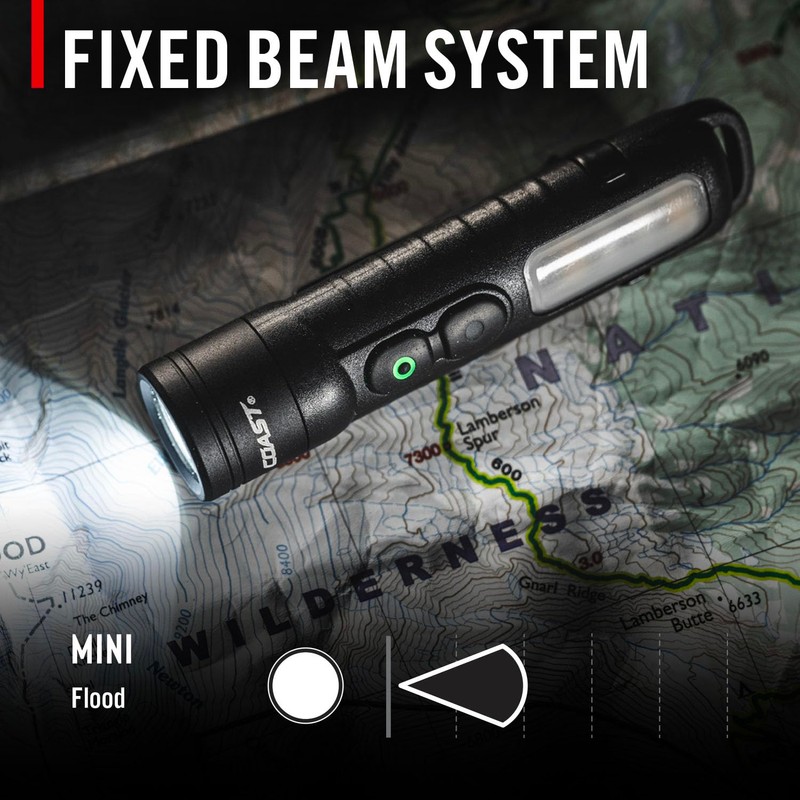 Coast KL35R 600 Lumen Rechargeable LED Pocket Flashlight with RED