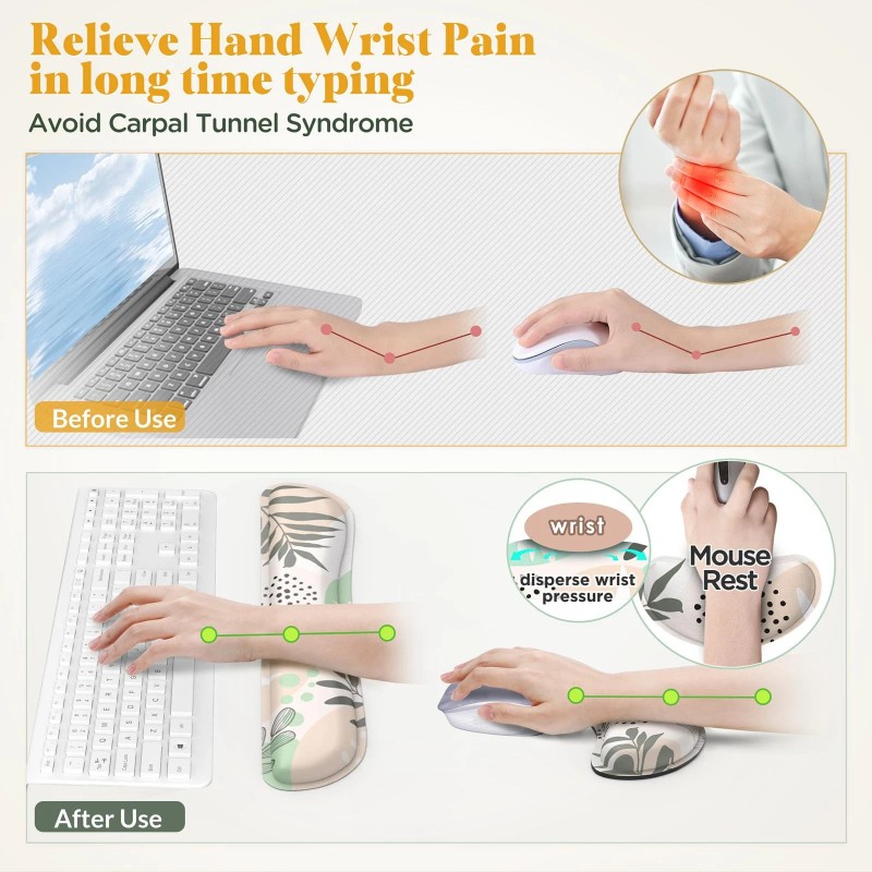 Gimars Memory Foam Wrist Rest Set Ergonomic Support For Keyboard