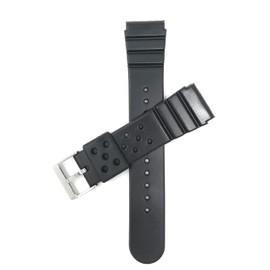 Bandini Mens 22mm and 24mm Black Rubber Sports Watch Band Strap for Seiko Diver Models and More