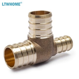 LTWFITTING PEX Lead Free Brass Crimp Connector 1/2 Inch x 3/4 Inch x 3/4 Inch PEX Tee (Pack of 5)