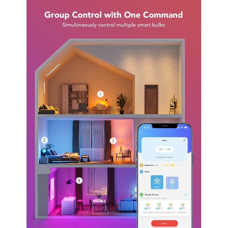 Govee LED Smart Light Bulbs, 1000LM Color Changing Light Bulb,