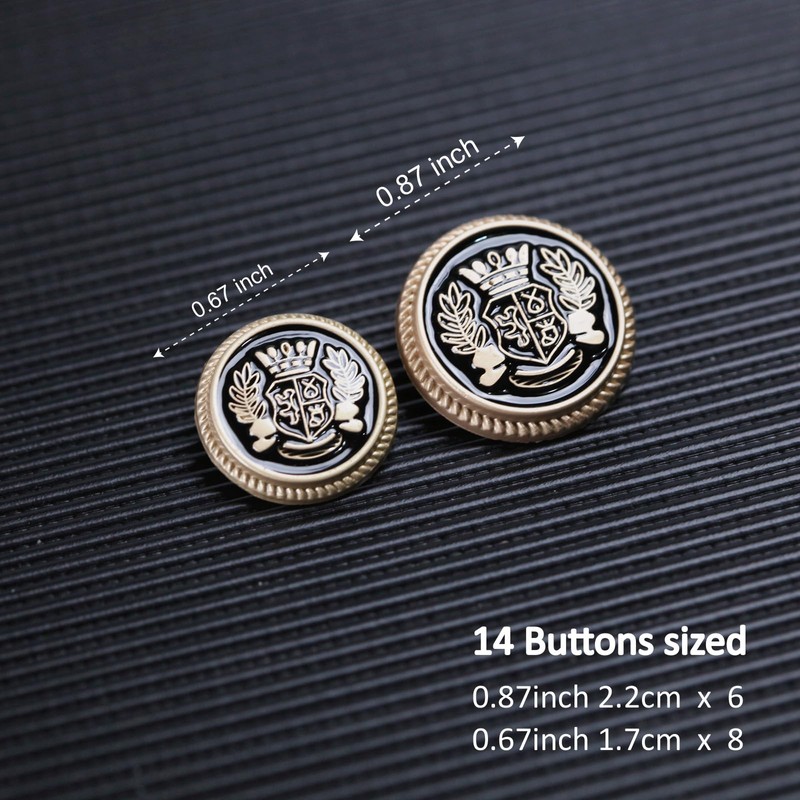 MASONEE 14 Pieces Gold Zinc Alloy Blazer Buttons, 23mm &