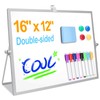 Dry Erase White Board with Stand 16in x 12in, Desktop