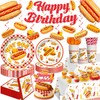 wellspar 191Pcs Hot Dog Party Decorations Tableware Set, 25 Serves
