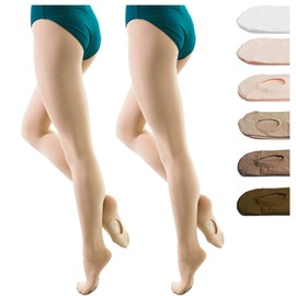 DANCEYOU 2 Pairs Ballet Tights Dance Tights for Girls Children and Women, skin color with hole-2pcs