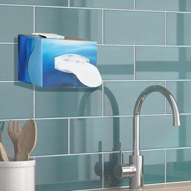 TFY Tissue Box Holder, Kitchen Wall Mount Compatible with Face Tissue and Other Napkin Paper Boxes (White)