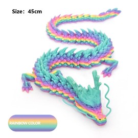 FOLANDO 3D Printed Dragon, 45cm Full Articulated Dragon Figure Flexible Joints Home Decor Executive Desk Decoration Office Decor Crystal Dragon Gift (Rainbow Color)