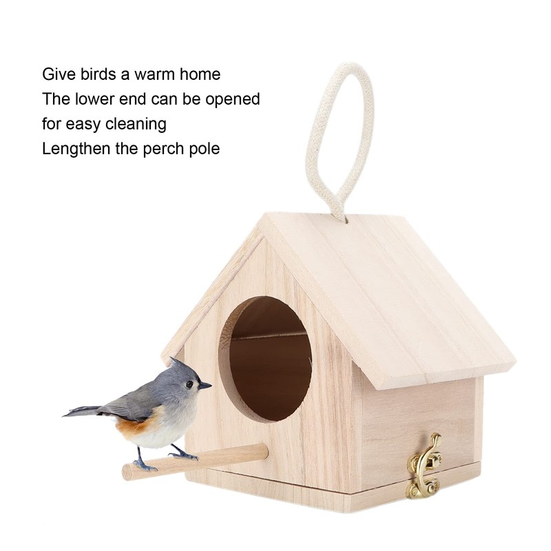 Ejoyous Wooden Bird House Box, Small Bird House, Hanging Bird