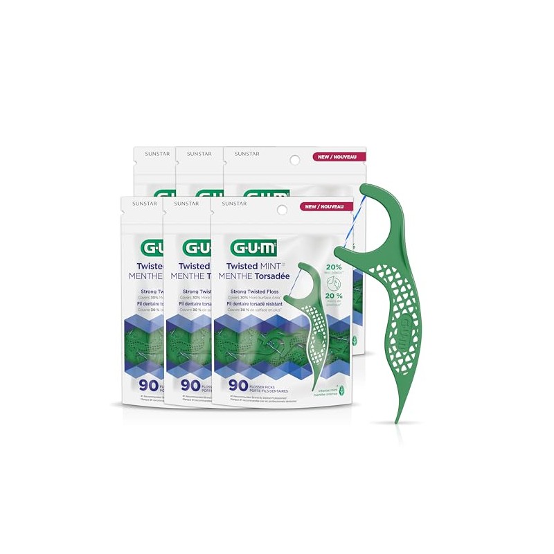 GUM Twisted Mint GUM Flosser 6 Bags X 90ct (540