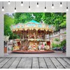 Loccor 7x5ft Fabric Amusement Park Carousel Backdrop Forest Park Traditional