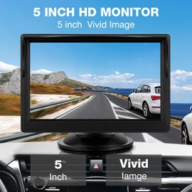 Backup Camera Monitor Only - 5 Inch HD Image Back up Camera Screen for Cars Trucks SUVs Vans RVs Trailers Campers, Dashboard/Windshield Installation, 12V/24V, Camera Not Included (5 Inch)