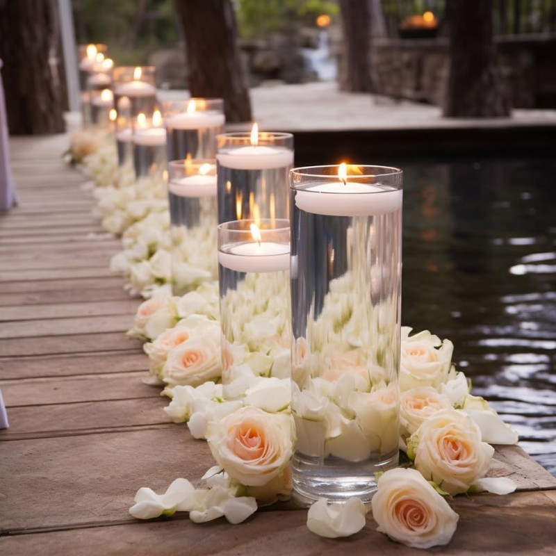 24 Pack 2 inch White Floating Candles Unscented Floating Candle