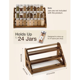 Tinamo Acacia Wood Spice Rack - Wooden 3-Tier Spice Rack Organizer for Countertop or Cabinet – Kitchen Spice Organizer and Seasoning Organizer Shelf (Walnut)